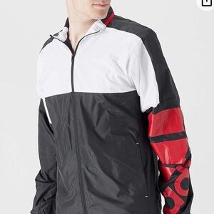 Adidas Mens Black Red White Club Tennis Windbreaker Jacket Size M